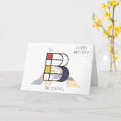 Neoplasticisme Style Monogram. Brief B Kaart (Gele Bloem)
