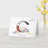 Neoplasticisme Style Monogram. Brief C Kaart (Gele Bloem)