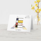 Neoplasticisme Style Monogram. Brief E Kaart (Gele Bloem)