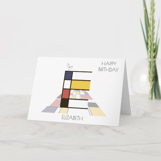 Neoplasticisme Style Monogram. Brief E Kaart (Voorkant)