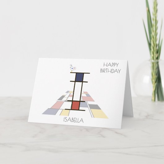 Neoplasticisme Style Monogram. Brief I Kaart (Voorkant)