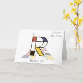 Neoplasticisme Style Monogram. Brief R Kaart (Gele Bloem)