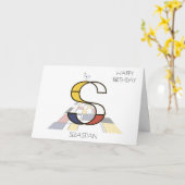 Neoplasticisme Style Monogram. Brief S Kaart (Gele Bloem)