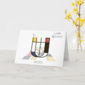 Neoplasticisme Style Monogram. Brief U Kaart (Gele Bloem)