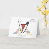 Neoplasticisme Style Monogram. Brief V Kaart (Gele Bloem)