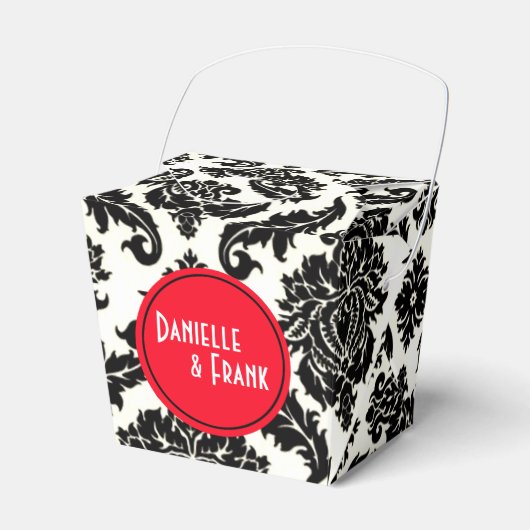 Neopolitan Damask Paisley | rood zwart wit Bedankdoosjes (Voorkant Zijde)