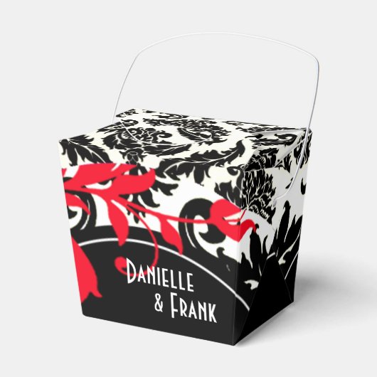 Neopolitan Damask Paisley | rood zwart wit Bedankdoosjes (Voorkant Zijde)