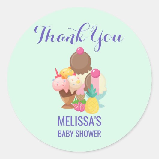 Neopolitan Flavour Ice Cream Trio Event Bedankt Ronde Sticker (Voorkant)