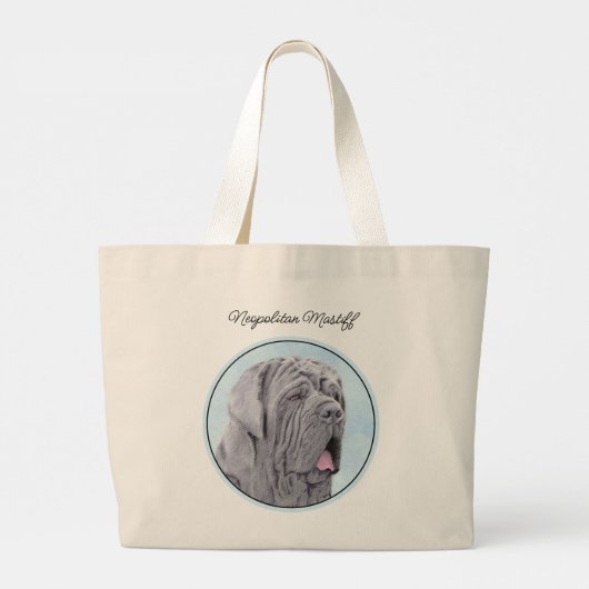 Neopolitan Mastiff Schilderen Grijs Originele Hond Grote Tote Bag (Achterkant)