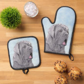 Neopolitan Mastiff Schilderen Grijs Originele Hond Ovenwant & Pannenlap Set (Top down)