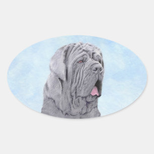 Neopolitan Mastiff-schildering - Oorspronkelijke s Ovale Sticker