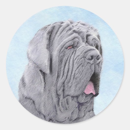 Neopolitan Mastiff-schildering - Oorspronkelijke s Ronde Sticker (Voorkant)