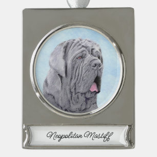 Neopolitan Mastiff-schildering - Origineel kunstbl Verzilverd Banner Ornament