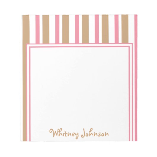 Neopolitan roze en bruin gestripte Notitieblok (Voorkant)