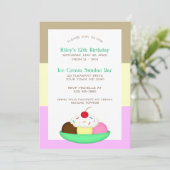 Neopolitan Stripe Ice Cream Sundae Verjaardag Kaart (Staand voorkant)