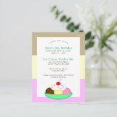 Neopolitan Stripe Ice Cream Sundae Verjaardag Uitn Briefkaart (Staand voorkant)