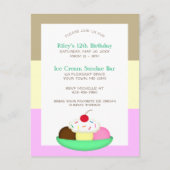 Neopolitan Stripe Ice Cream Sundae Verjaardag Uitn Briefkaart (Voorkant)