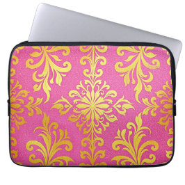 Neopreen Gold Glitter Pink Laptop Hoesje Laptop Sleeve