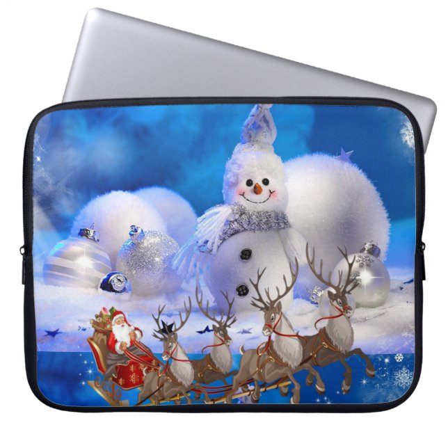 Neopreen Kerst Laptop Hoes 15 inch, Sinterklaas (Voorkant)