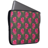 Neopreen Laptop Sleeve Rozen Buds op Donkergrijs (Voorkant Rechts)