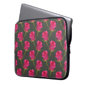 Neopreen Laptop Sleeve Rozen Buds op Donkergrijs (Voorkant Links)