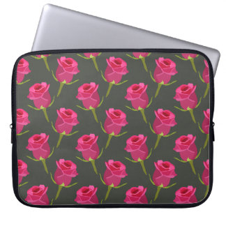 Neopreen Laptop Sleeve Rozen Buds op Donkergrijs