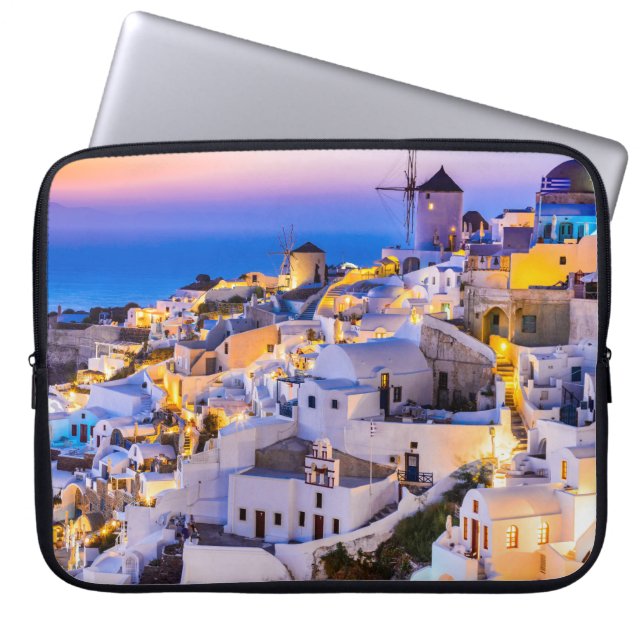 Neopreen laptophoes 15 inch Oia Santorini Griekenl Laptop Sleeve (Voorkant)