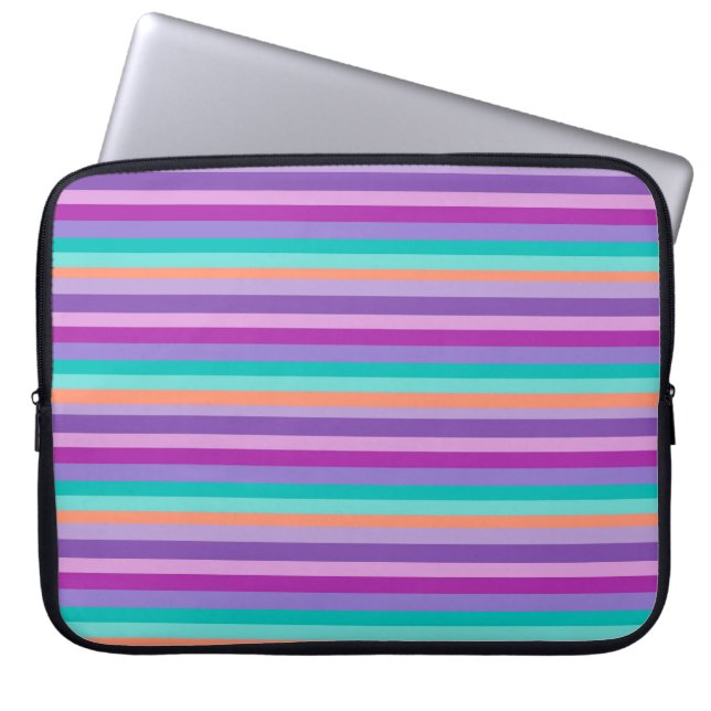 Neopreen laptophoes 15" Paarse lijnen Laptop Sleeve (Voorkant)