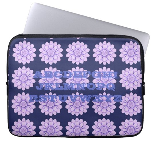 Neopreen Lavendel Flowers Laptop Hoesje Sleeve (Voorkant)