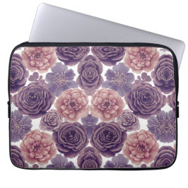 Neopreen Lavendel Glitter Flowers Laptop Hoesje Laptop Sleeve