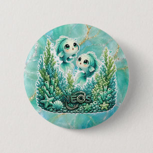 Neos Kawaii Dierenriem Vissen Ronde Button 5,7 Cm