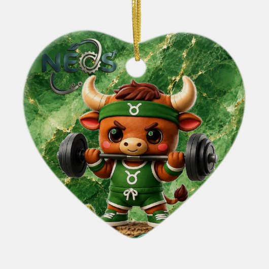 Neos Zodiac Kawaii Stier Keramisch Ornament (Voorkant)