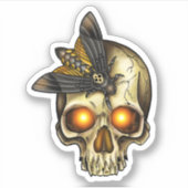 Neotraditional Skull Butterfly Sticker (Voorkant)