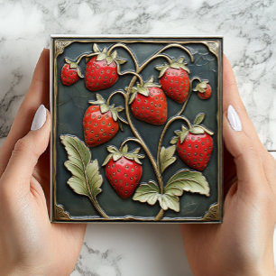 Nep 3D-aardbeien vintage keramische tegelprint Tegeltje