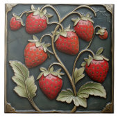 Nep 3D-aardbeien vintage keramische tegelprint Tegeltje (Voorkant)