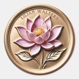 Nep 3D Luxe Roze Lotus Gouden Waszegelstickers Ronde Sticker