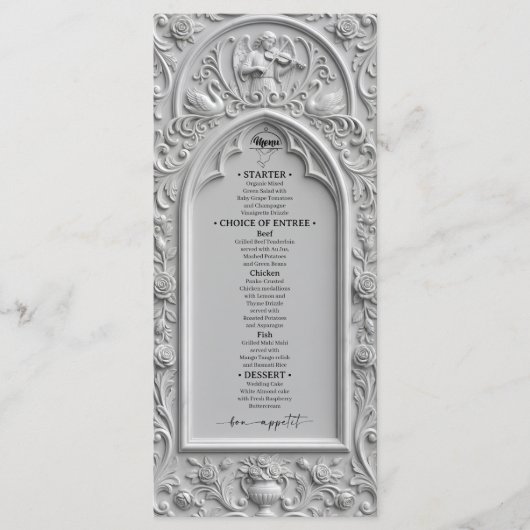 Nep 3D-steeneffect Rococo-bas-reliëf plat menu (Voorkant)