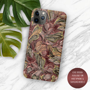Nep-achtig glanzend donkerrood groen goud bloemmot Case-Mate iPhone case
