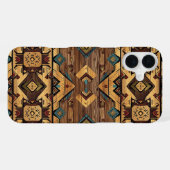 Nep Azteeks houtnerf iPhone Hoesje (Achterkant horizontaal)