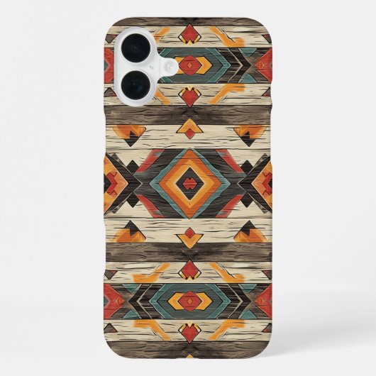 Nep Azteekse houtnerf iPhone Hoesje (Achterkant)