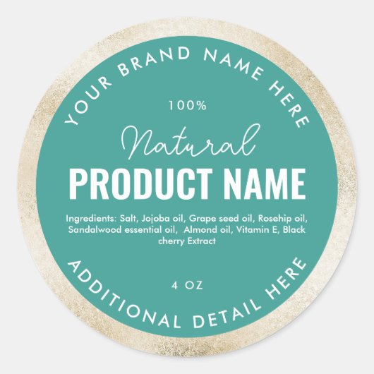 Nep-beige folieproduct ronde sticker (Voorkant)