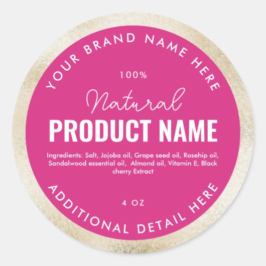 Nep-beige folieproduct ronde sticker (Voorkant)