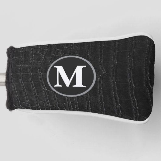 Nep Black Alligator Krokodillen Leer Monogram Golfheadcover (Voorkant)