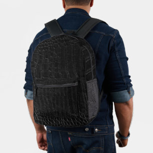 Nep Black Alligator Krokodillen Leerprint Bedrukte Rugzak