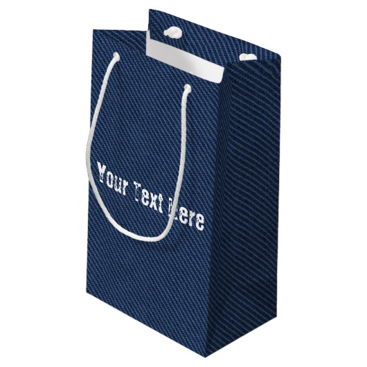 Nep blauw denim cadeautas met gepersonaliseerde te (Achterkant Gekanteld)