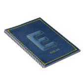Nep Blauwe Denim 3D Geplooide Letter E Monogram Na Notitieboek (Rechterzijde)