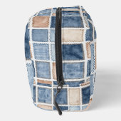 Nep Blauwe Denim & Crème Vierkanten Toilettasje (Rechts)
