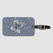 Nep Blauwe Denim Vlinder Bagagelabel (Voorkant (horizontaal))