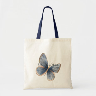 Nep Blauwe Denim Vlinder Tote Bag