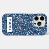 Nep Blauwe Glitter Textuur Uiterlijk Met Aangepast Case-Mate iPhone Case (Achterkant (horizontaal))